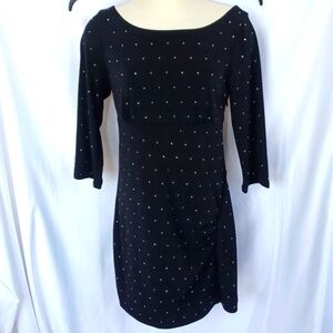 Express Dress With Rhinestones Black Womens Size M, 17" PTP, 32"L